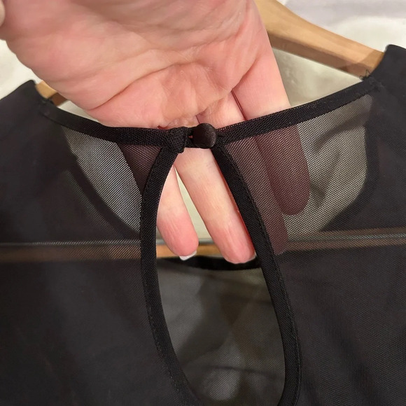 Bebe Melany Mesh Satin Stretch Turquoise Blue and Black Bodycon Pencil Dress XS - Picture 15 of 16